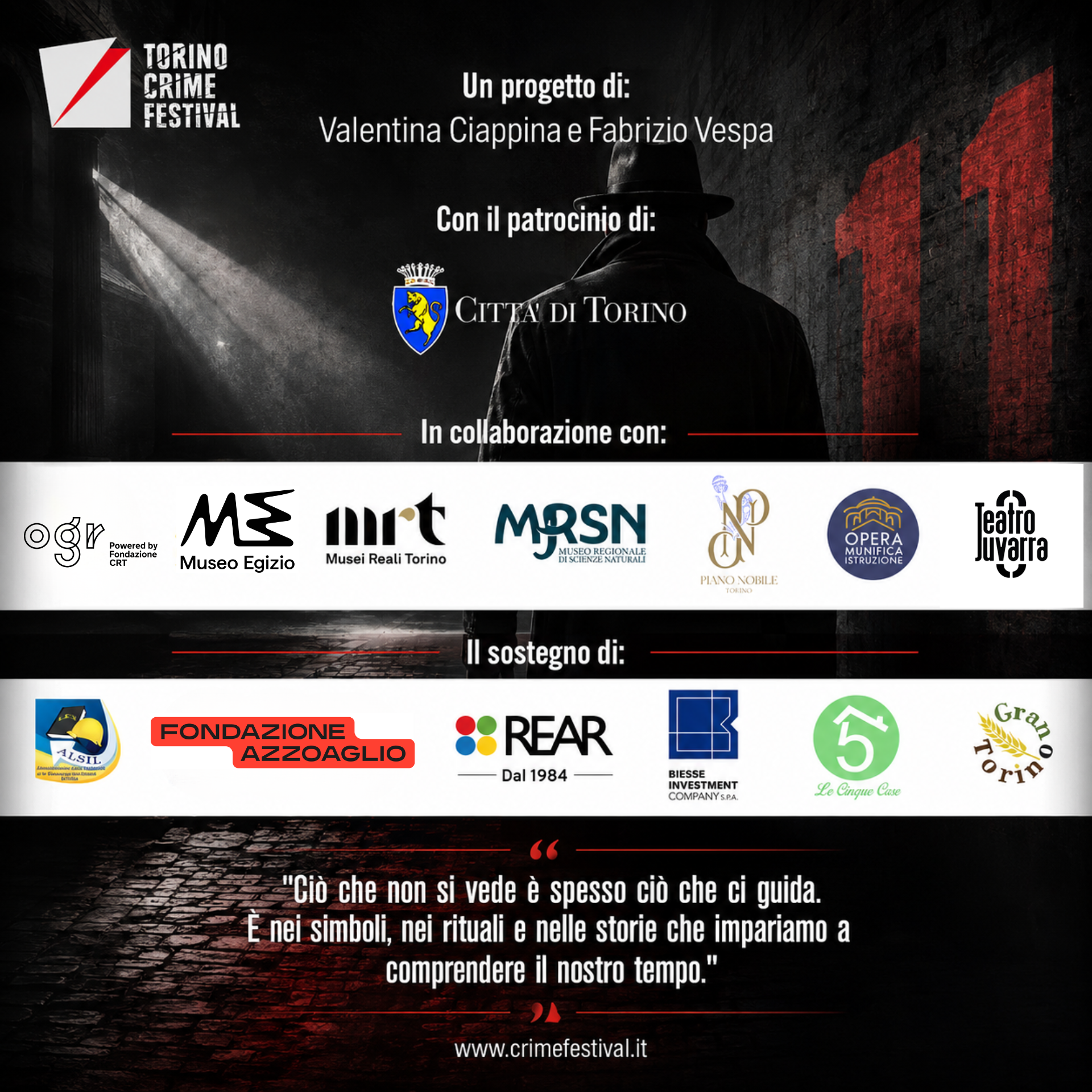 Patrocinio, collaborazioni e sostenitori del Torino Crime Festival 2026